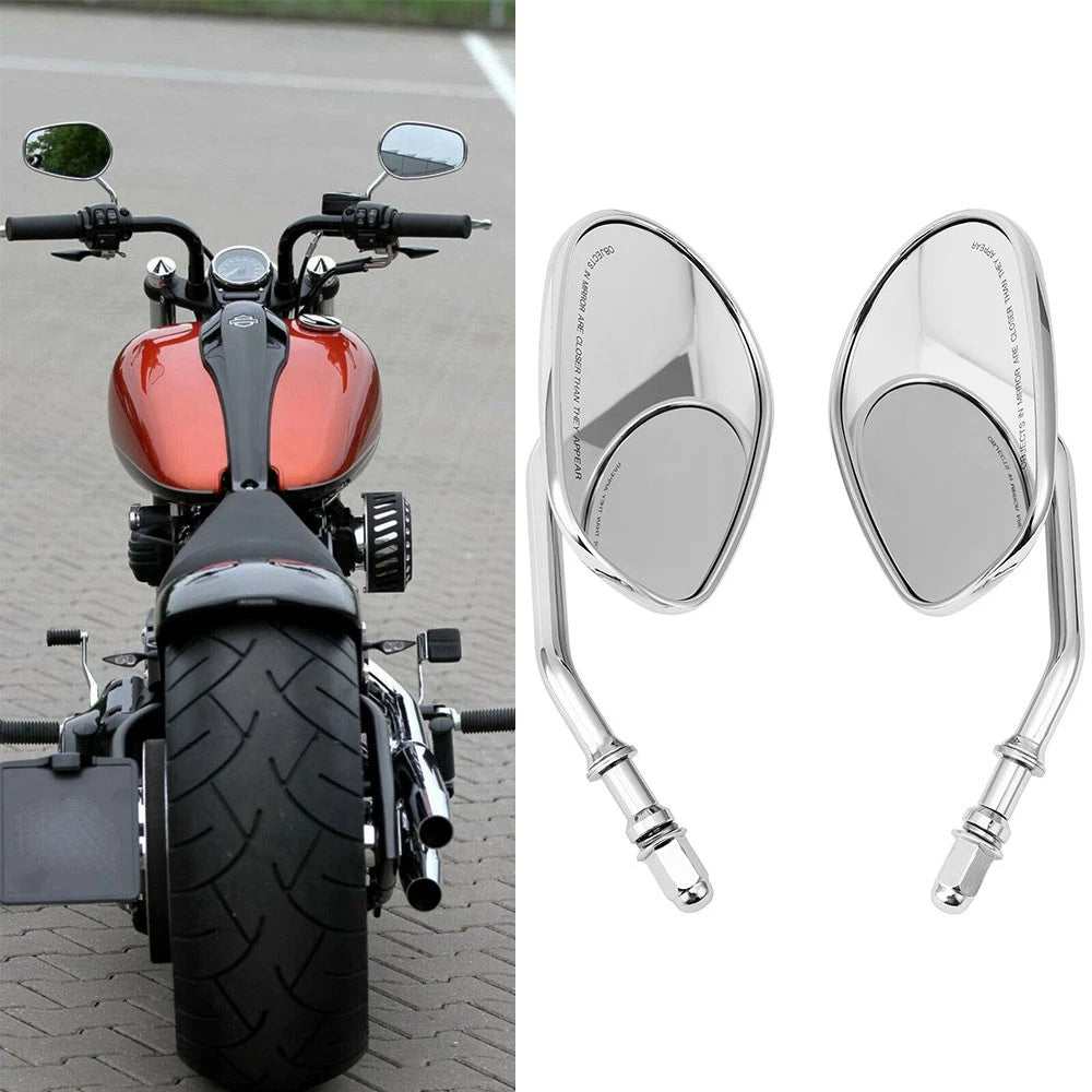 Teardrop Rear View Mirrors for Harley Touring Dyna Softail Sportster