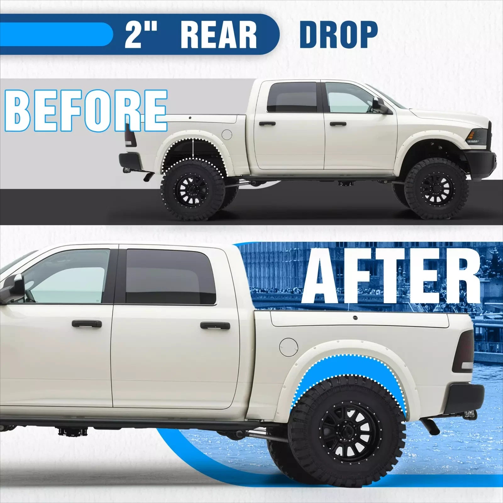2" Drop Lowering Shackles Kit for Dodge Ram 2500 3500 (2003–2013)