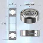 10pcs 6x15x5mm Double Metal Shield Ball Bearings 696-ZZ