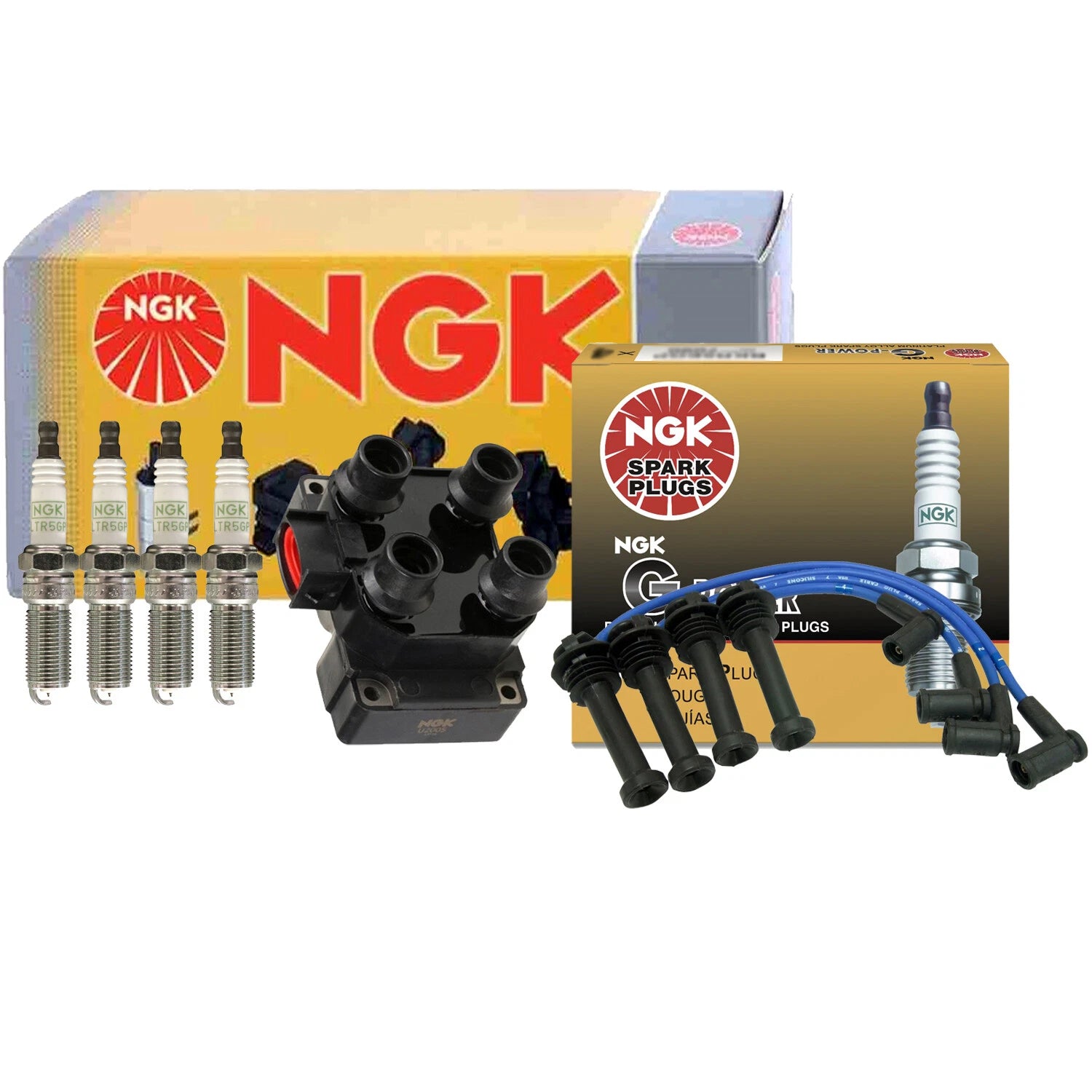 NGK DIS Ignition Coil Wires & 4 G-Power Platinum Spark Plugs for Ford Mercury