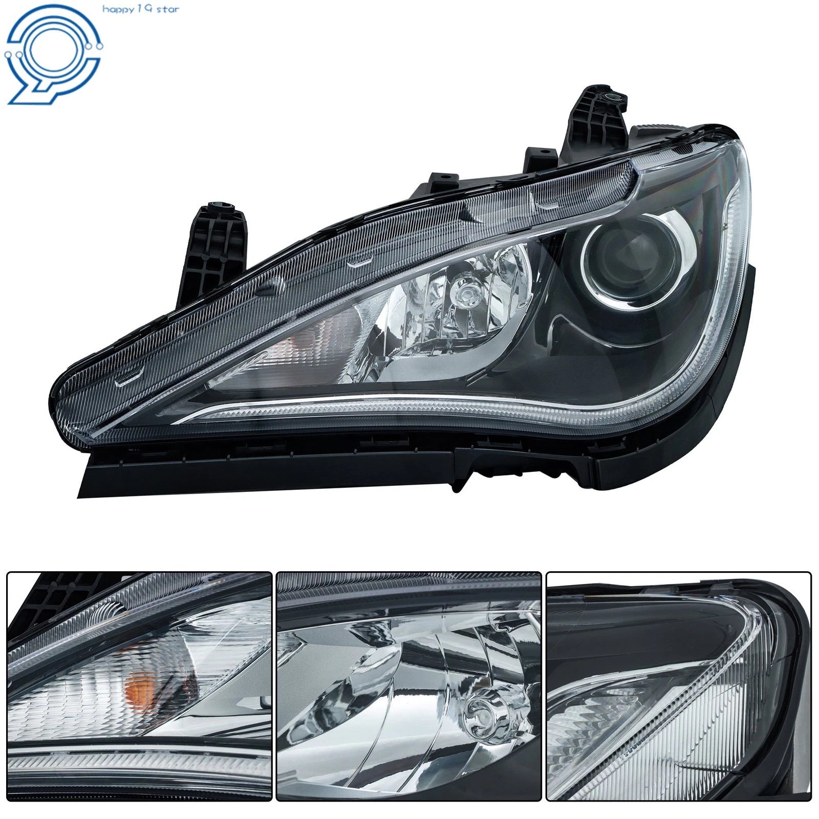 Headlight for Chrysler Pacifica (2017–2020) Driver Side HID LED DRL Black Trim