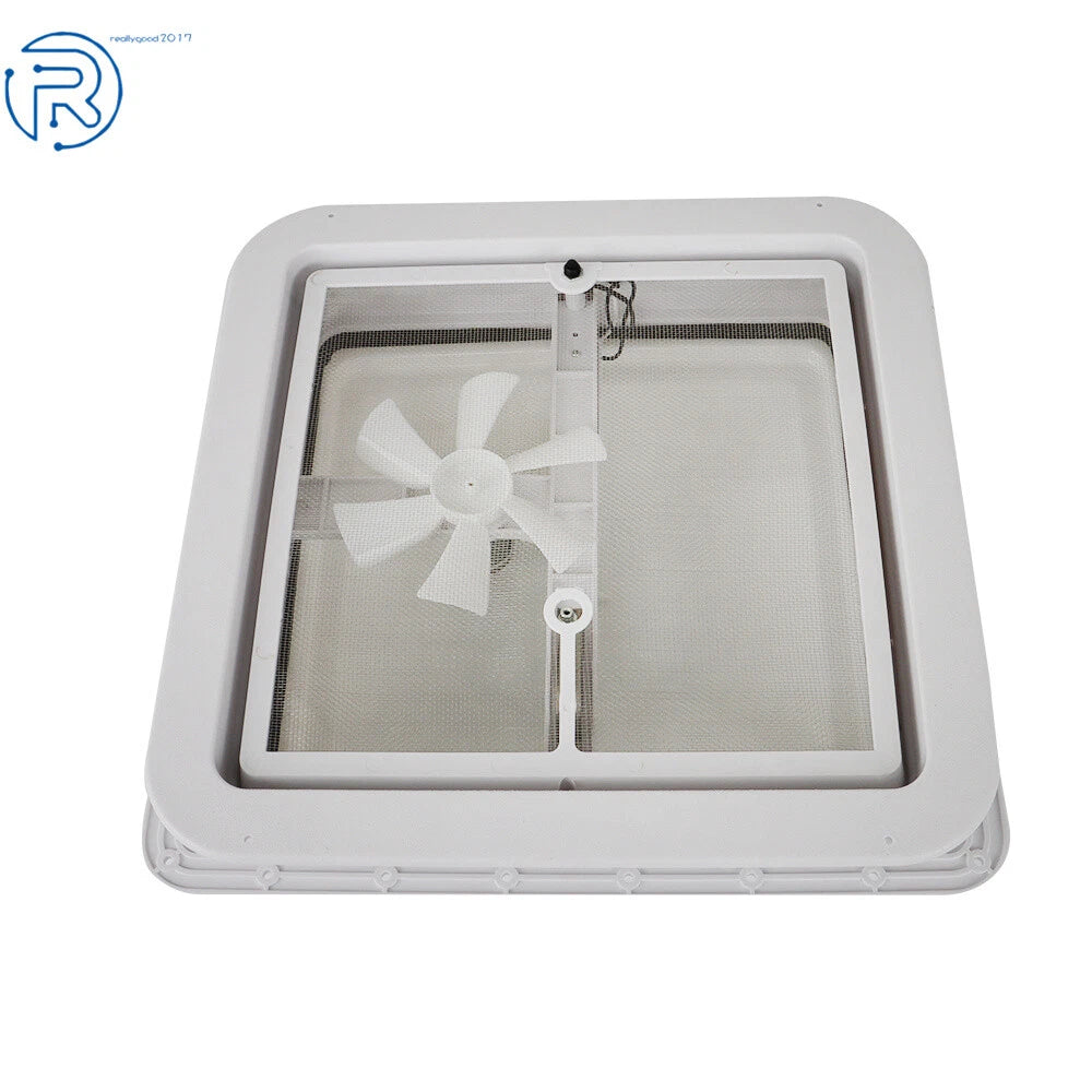 14" x 14" White RV Roof Vent Fan for Camper Trailer (12V) with Remote Control