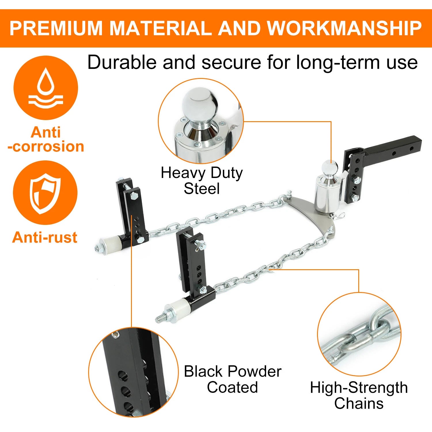 Weight Distribution Trailer Hitch for 4" Drop/Rise 2-5/16" Ball (14000LBS)