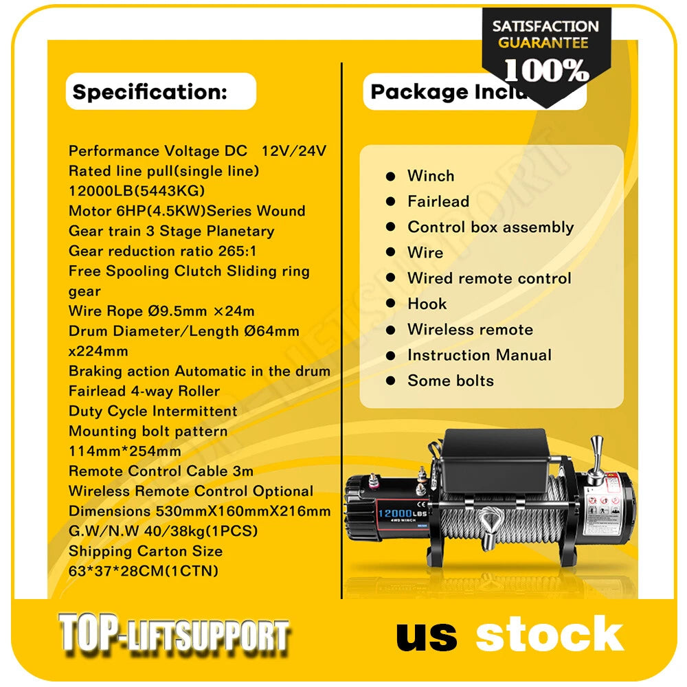 12000 lbs Electric Winch for Truck Trailer Off-Road 4WD