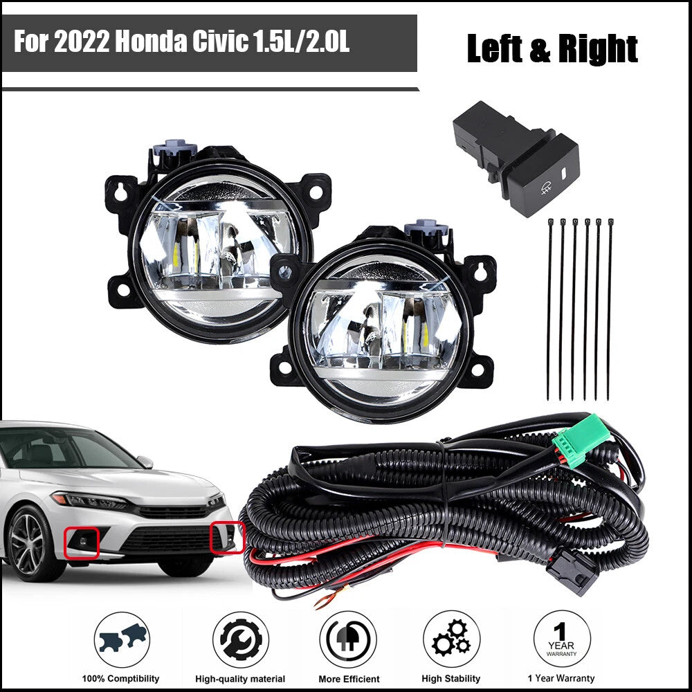 2X LED Fog Light Assembly for Honda Civic (2017–2021)