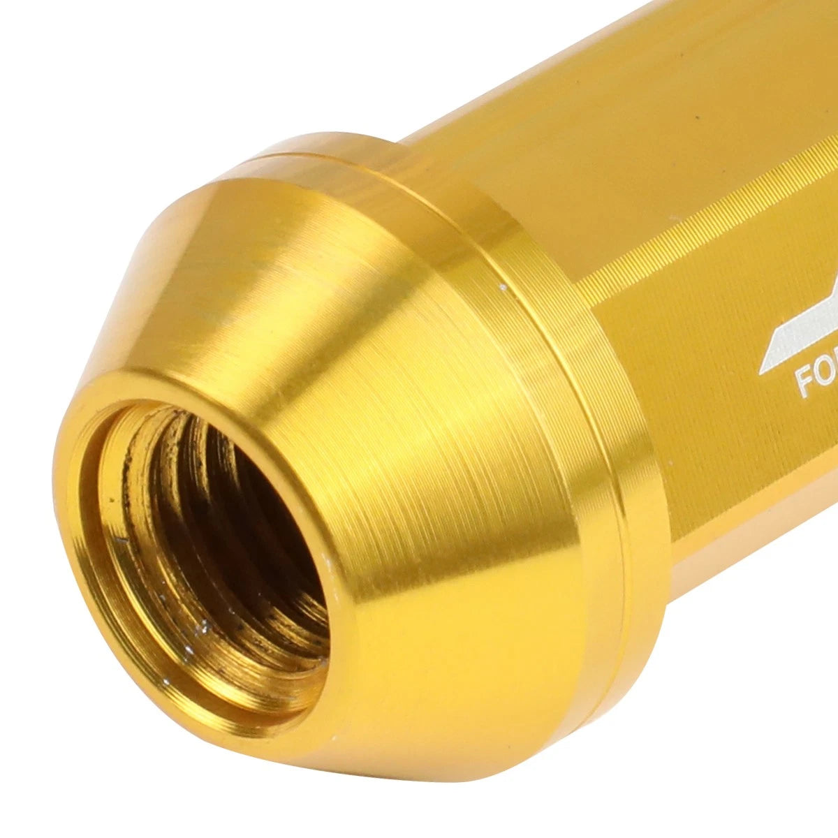 Set of 20 J2 7075 Forged Aluminum M12x1.5 Close-End Lug Nuts w/Adapter Gold