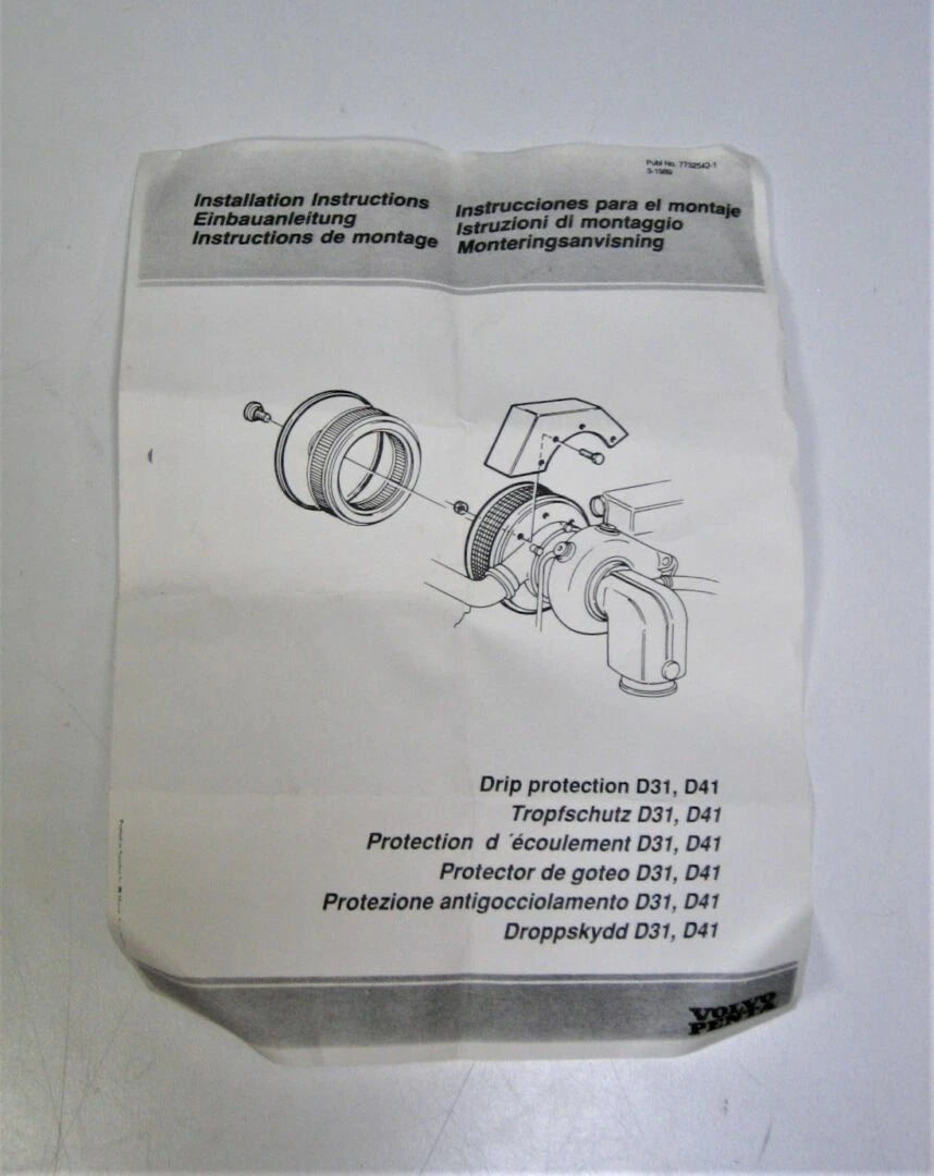 Air Filter & Drip Protection Cover Set for Volvo Penta 859563 (OEM)