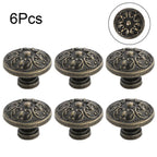 Set of 6 Antique Bronze Flower Door Handles for Kitchen Cabinets