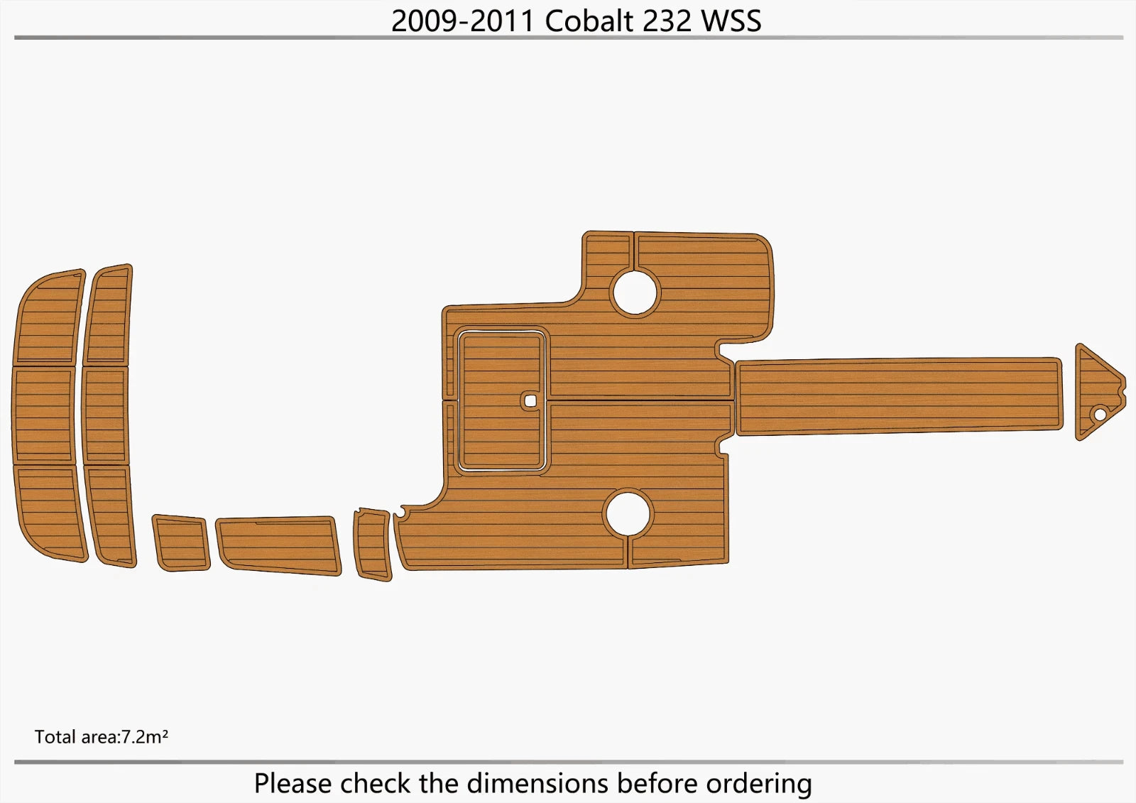 EVA Foam Teak Deck Flooring Pads for Cobalt 232 WSS (2010)