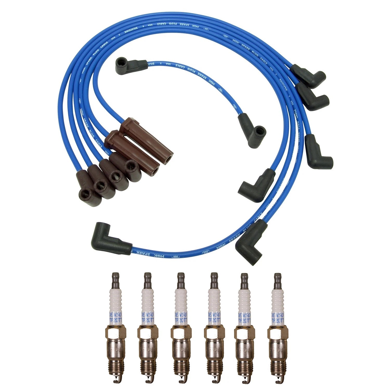 NGK Wire Set & Denso 6 Platinum TT Spark Plugs for S10 S15 Jimmy (1994–2005)