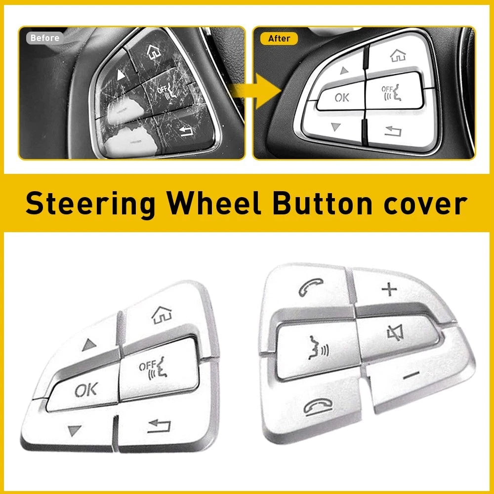 Chrome Steering Wheel Button Sticker Covers for Mercedes GLC C Class (2015–2020)