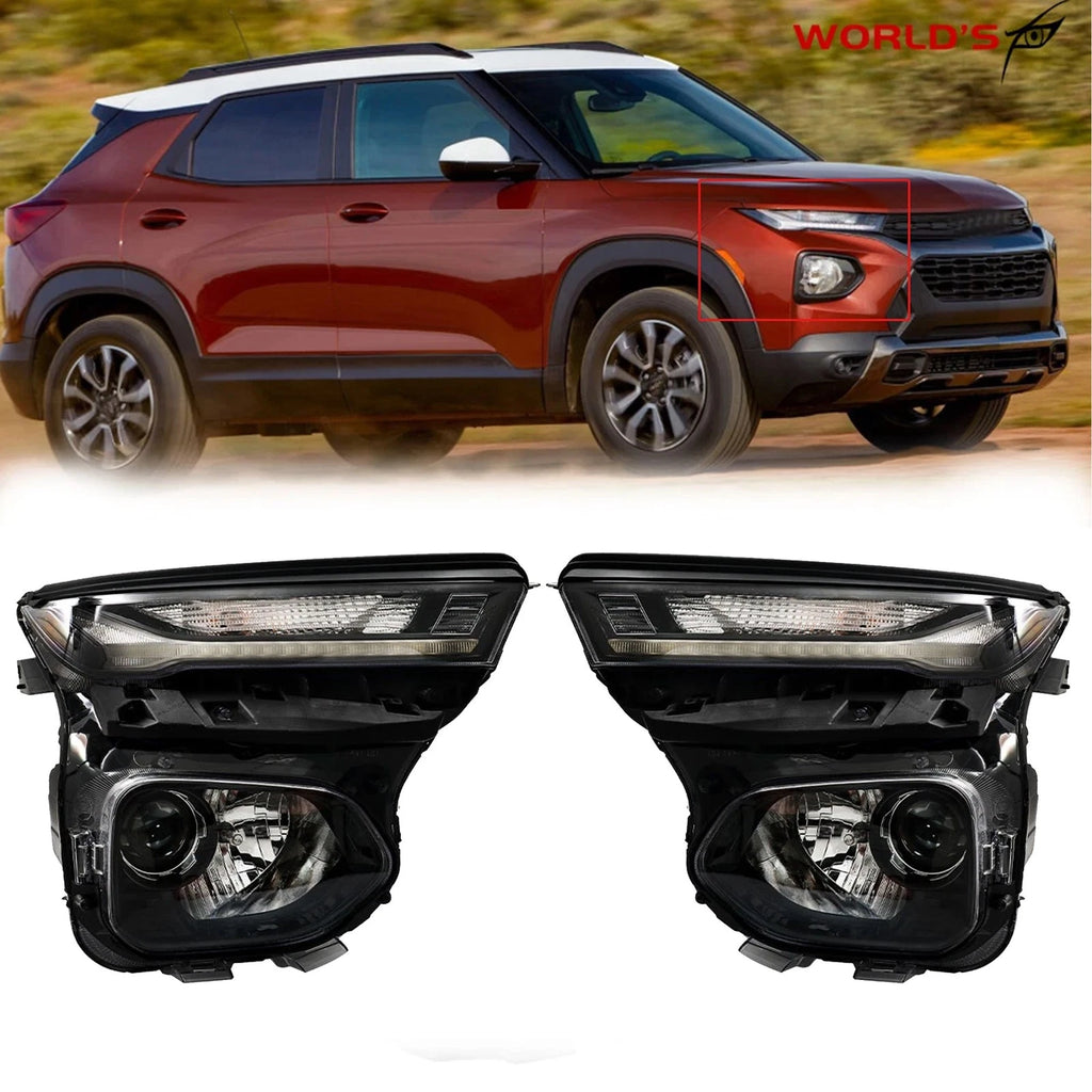 Set of 2 Headlight Halogen Projector Chrome Housing for Chevy Trailblazer