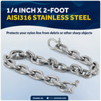 1/4" x 2' Stainless Steel Lead Chain with Shackles for Boat Anchor