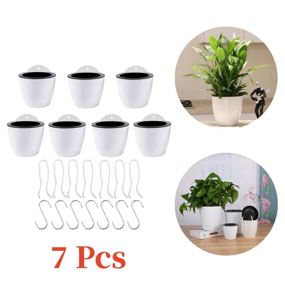 Set of 7 Self-Watering Wall Hanging Planters for Indoor Plants