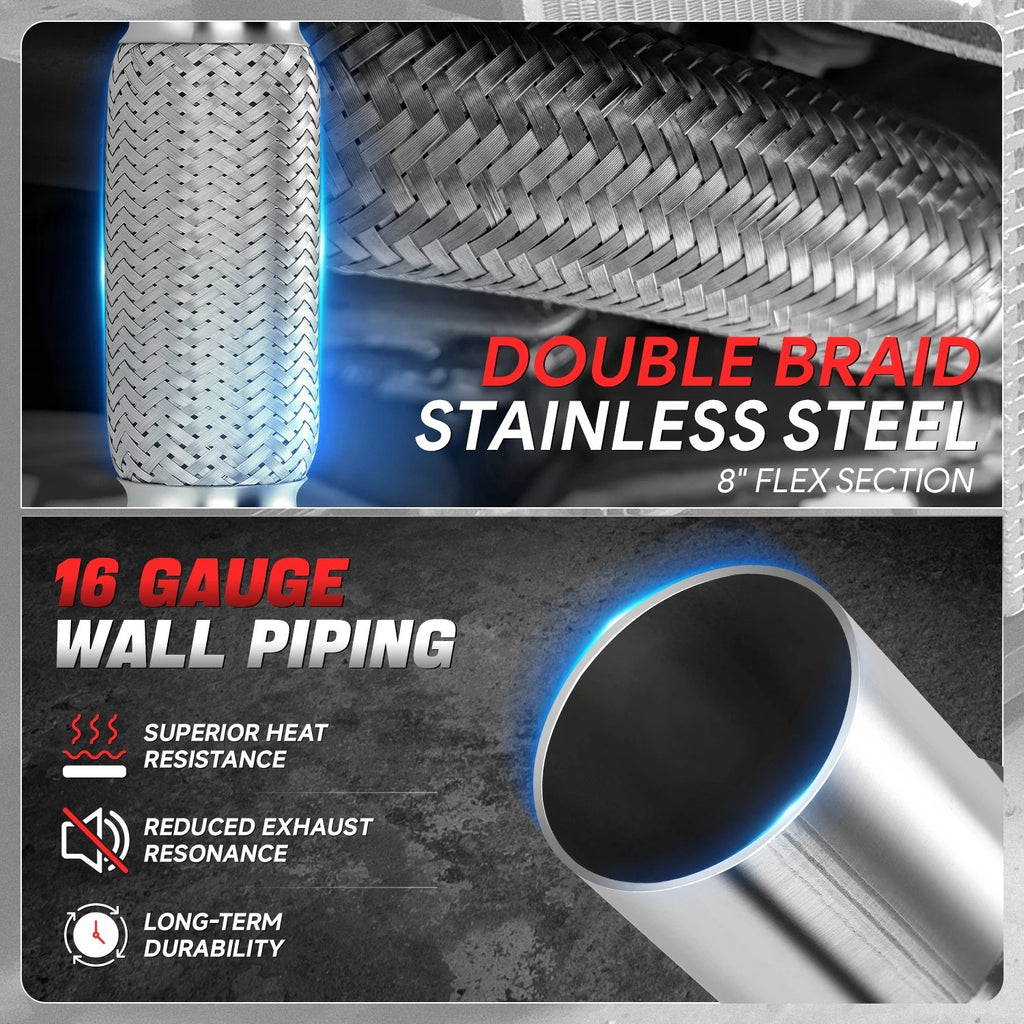 12" Double Braid Stainless Steel Flex Exhaust Pipe 2" OD (Custom Fit)