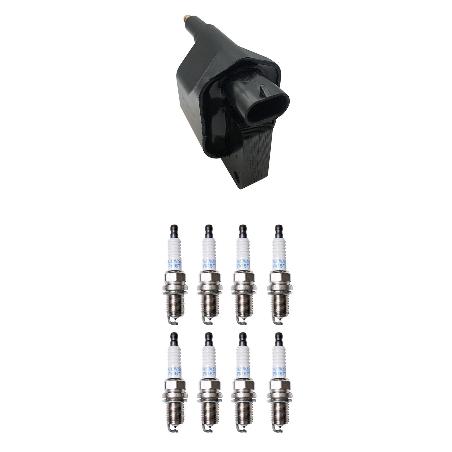 Set of 8 Hitachi Ignition Coils & Denso Platinum Spark Plugs for Ram 1500 (1994–2001)