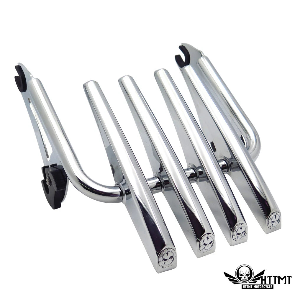 Chrome Skull Detachable Stealth Luggage Rack for Harley Touring (2009–2018)