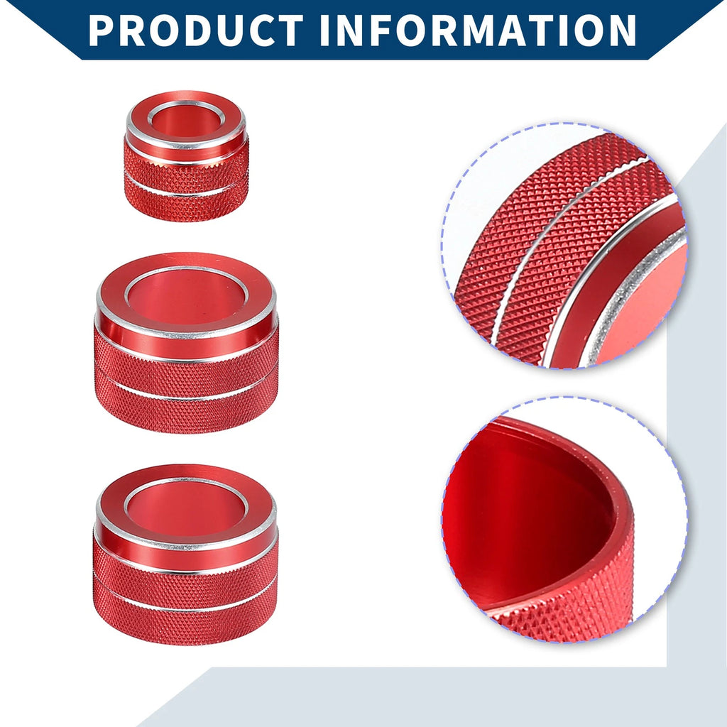 Set of 3 AC Radio Volume Control Switch Knob Cover Rings for BMW F10 (2011–2016) Red