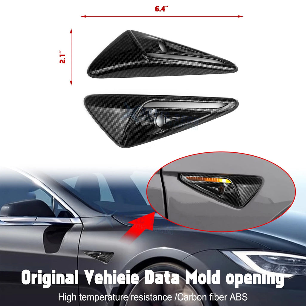 Black Carbon Fiber Style Side Camera Decoration for Tesla Model 3 & Y (2018-2024)