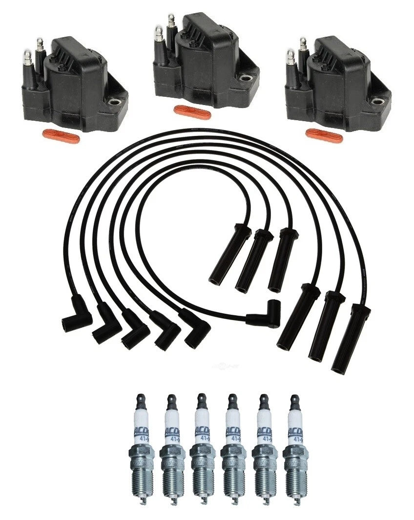 Set of 3 Ignition Coils & 6 Spark Plugs for Pontiac Buick Century Chevy