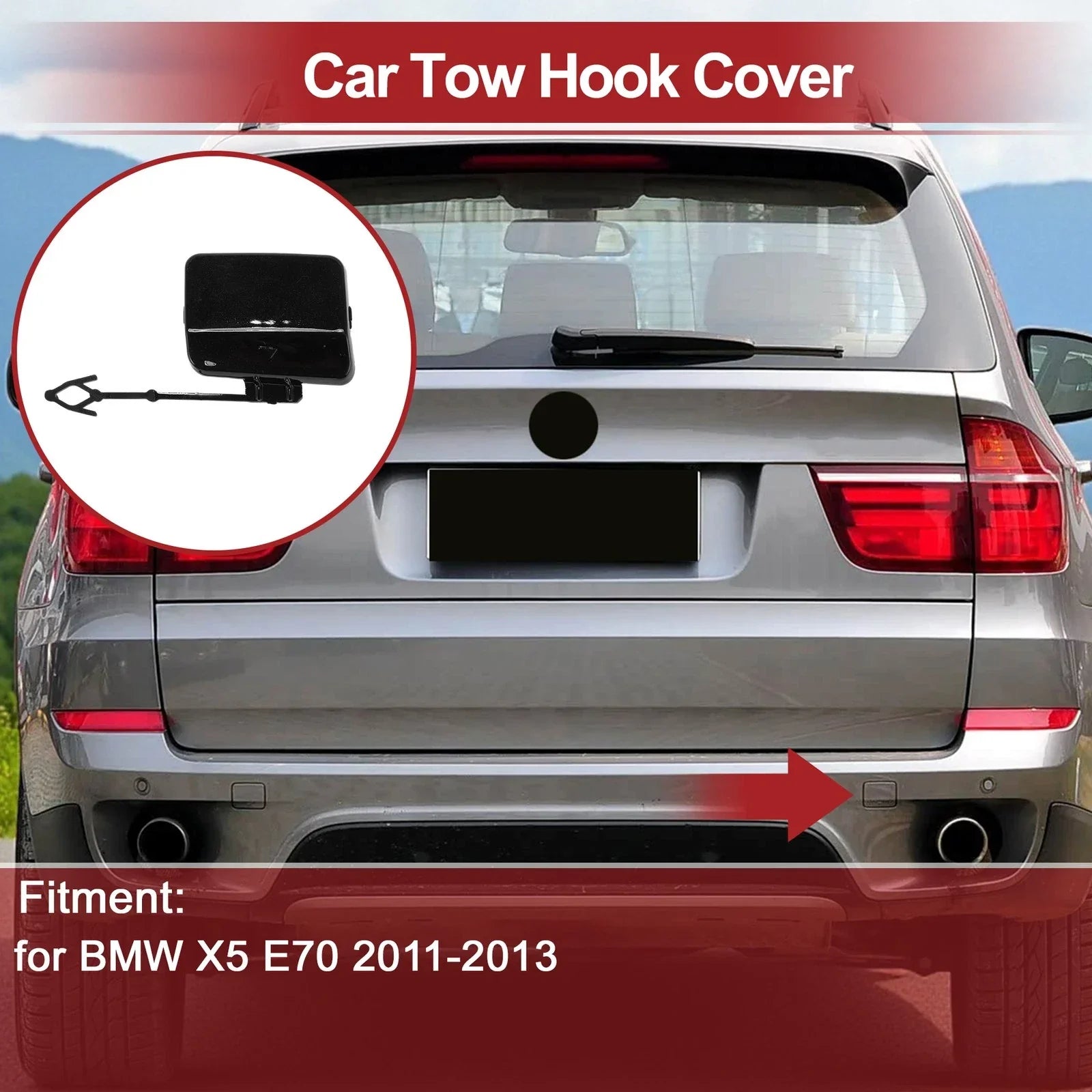 Tow Hook Cover Cap for BMW X5 E70 (2011-2013) Black