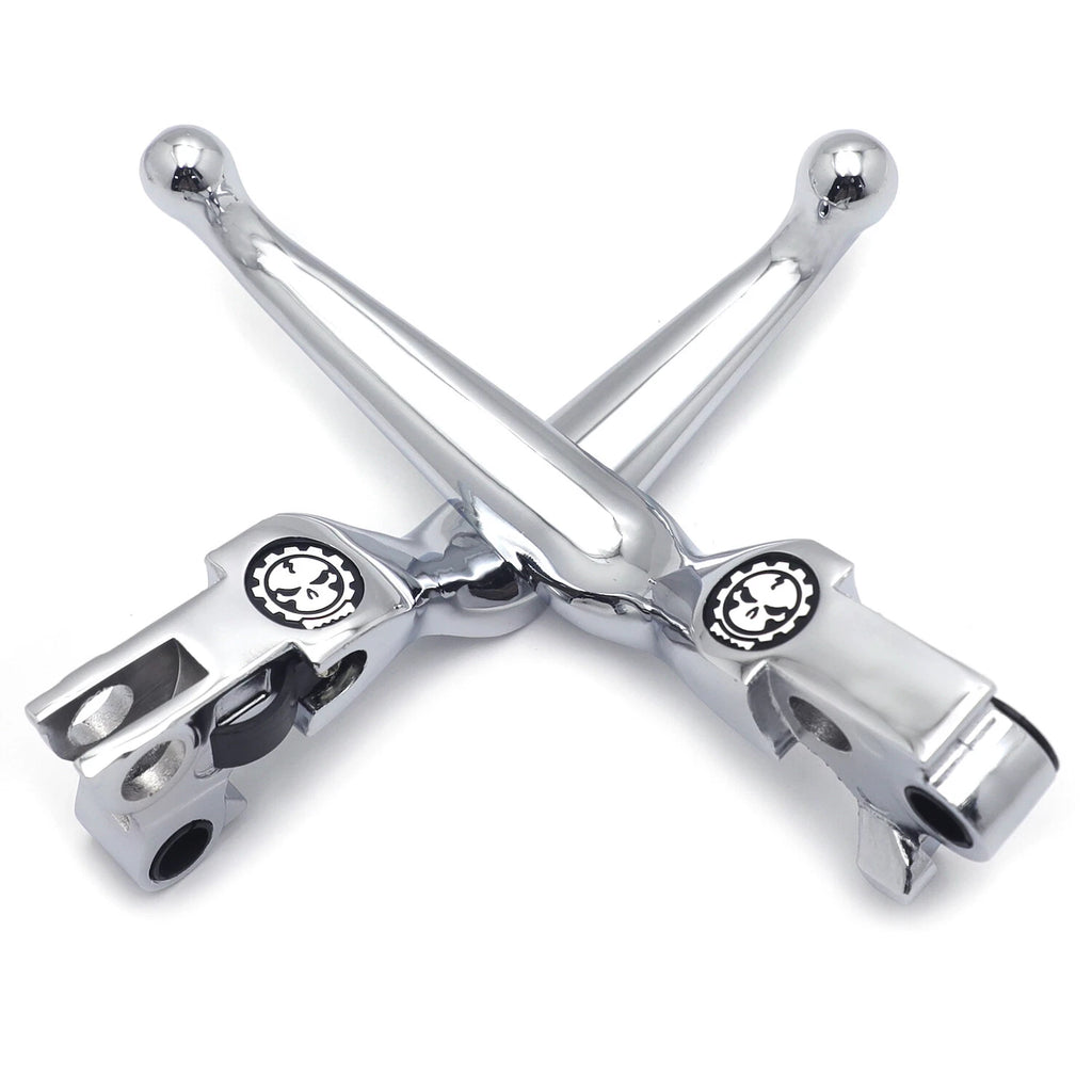 Chrome Skull Brake Clutch Levers for Harley XL/Dyna/Touring/Softail (1996–2007)