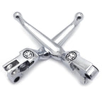 Chrome Skull Brake Clutch Levers for Harley XL/Dyna/Touring/Softail (1996–2007)