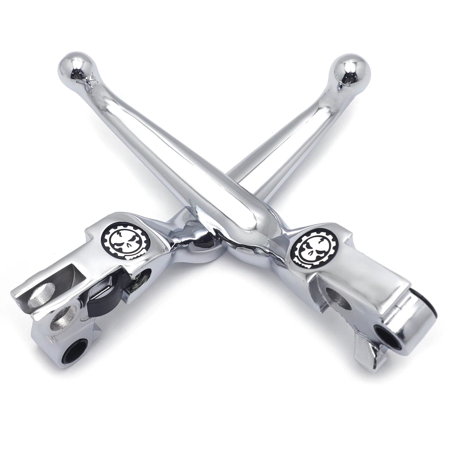 Chrome Skull Brake Clutch Levers for Harley XL/Dyna/Touring/Softail (1996–2007)