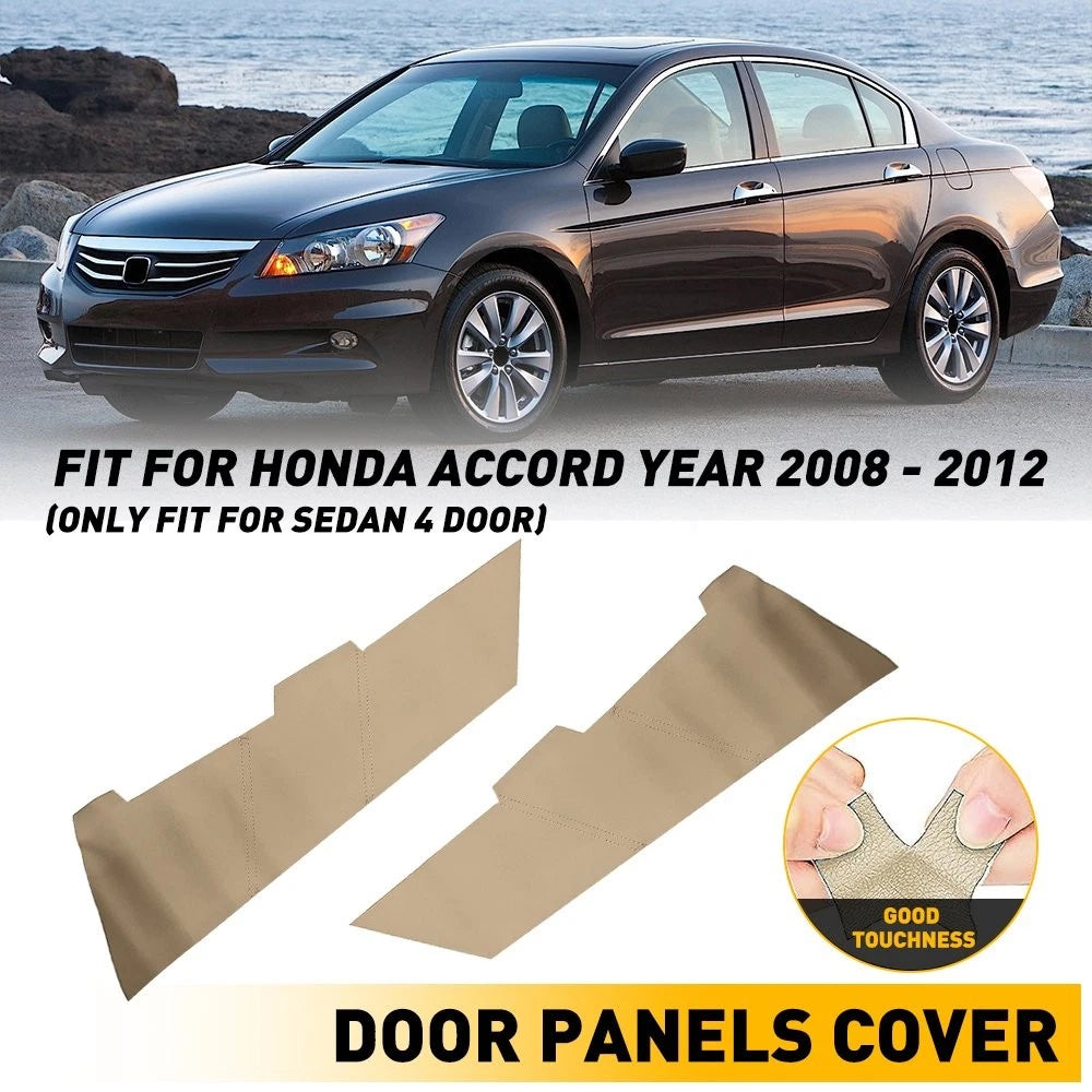 Set of 2 Front Door Panel Armrest Covers for Honda Accord (2008–2012) Beige Leather