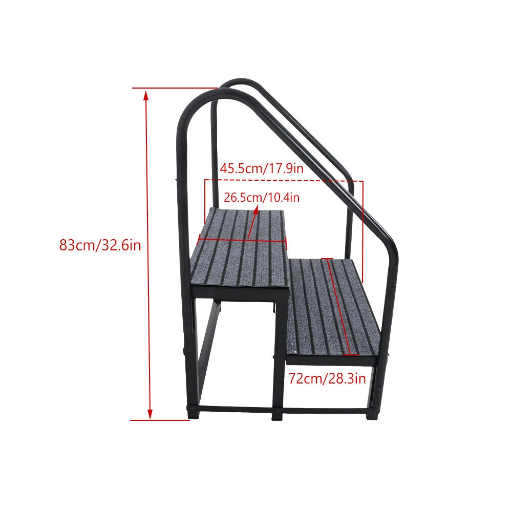 2-Step RV Stairs with Handrail for RVs (Outdoor Use)