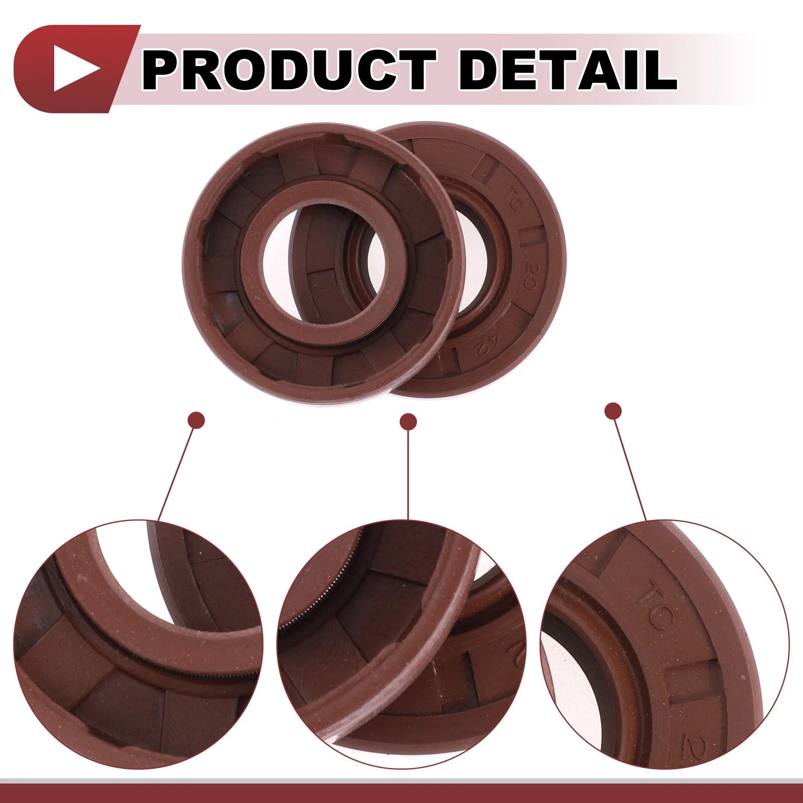 Set of 2 Oil Seal Rotary Shaft Seal FKM Rubber 20x42x10mm for Various Models