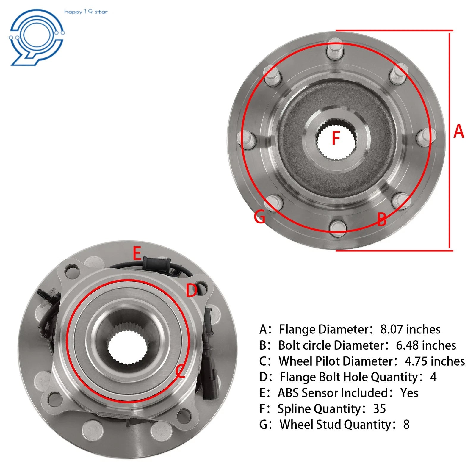 Wheel Hub Bearing Assembly for Ram 2500 3500 (2012-2013) 4WD