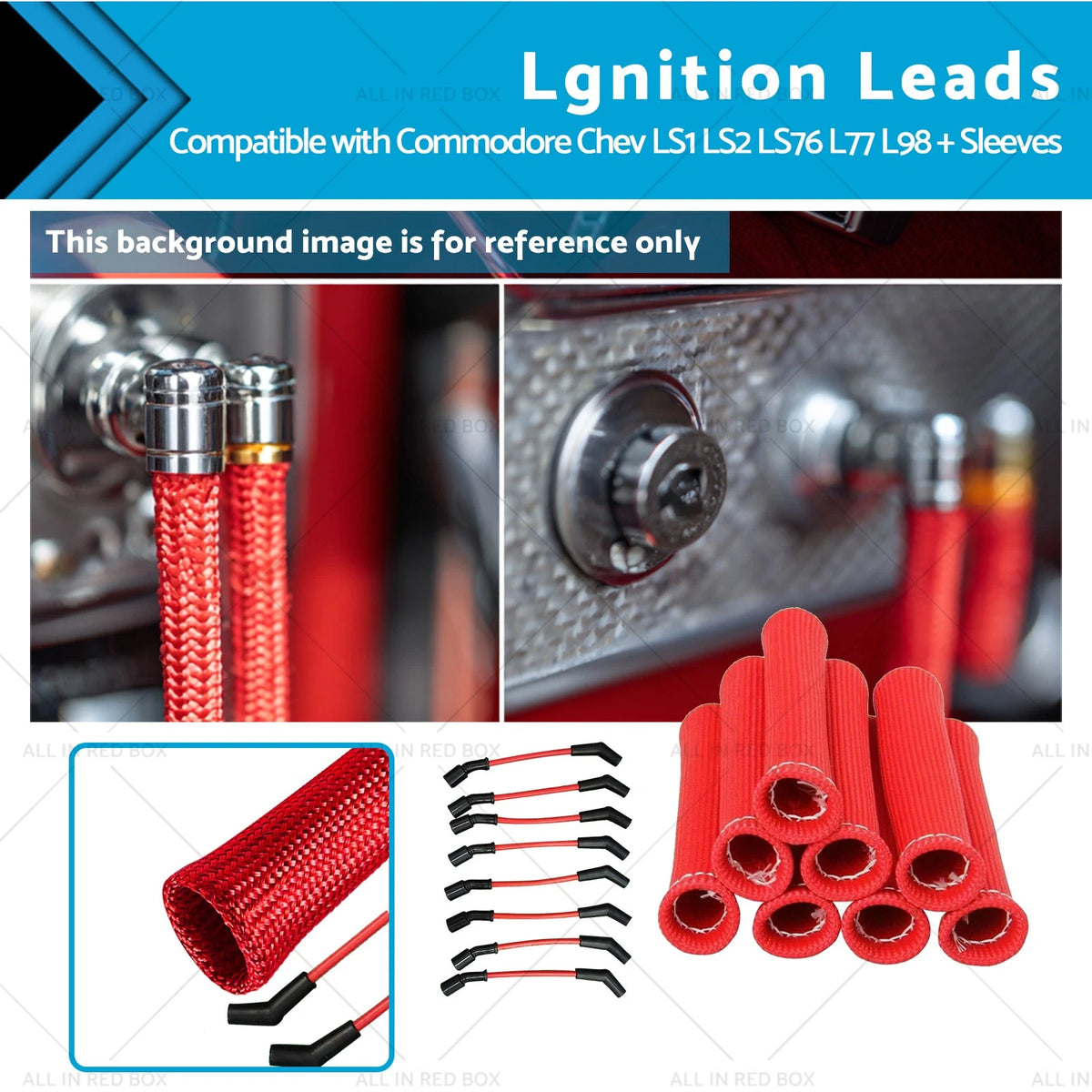 9mm Spark Plug Lead Sleeves for Chev LS1 LS2 LS76 L77 L98 Commodore (–)