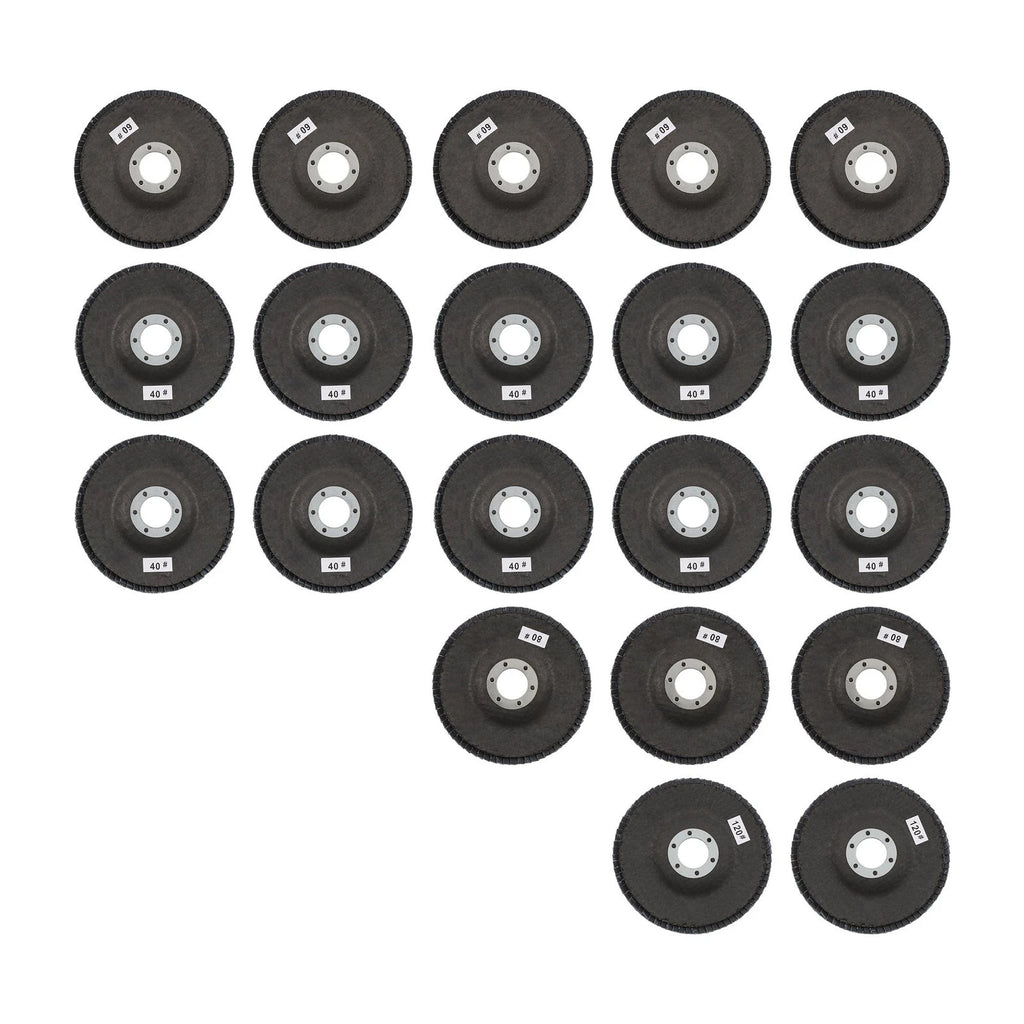 Set of 20 Flap Discs 4.5" for Angle Grinder (Various Grits)