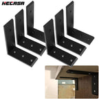 Set of 6 Heavy Duty Black Steel Countertop Support Brackets 6"x8"
