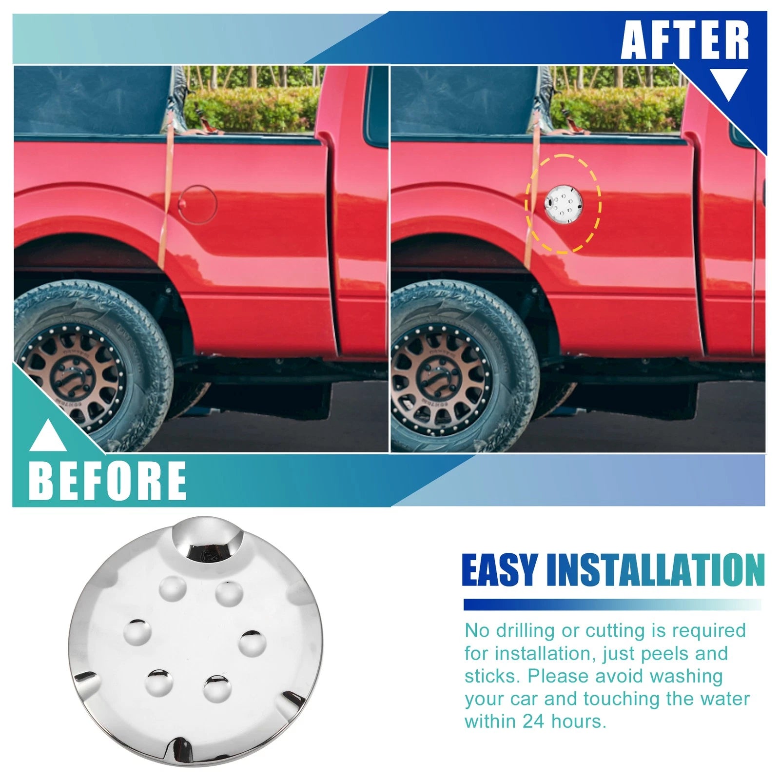Chrome Plated Fuel Tank Filler Cap Cover for Ford F-150 