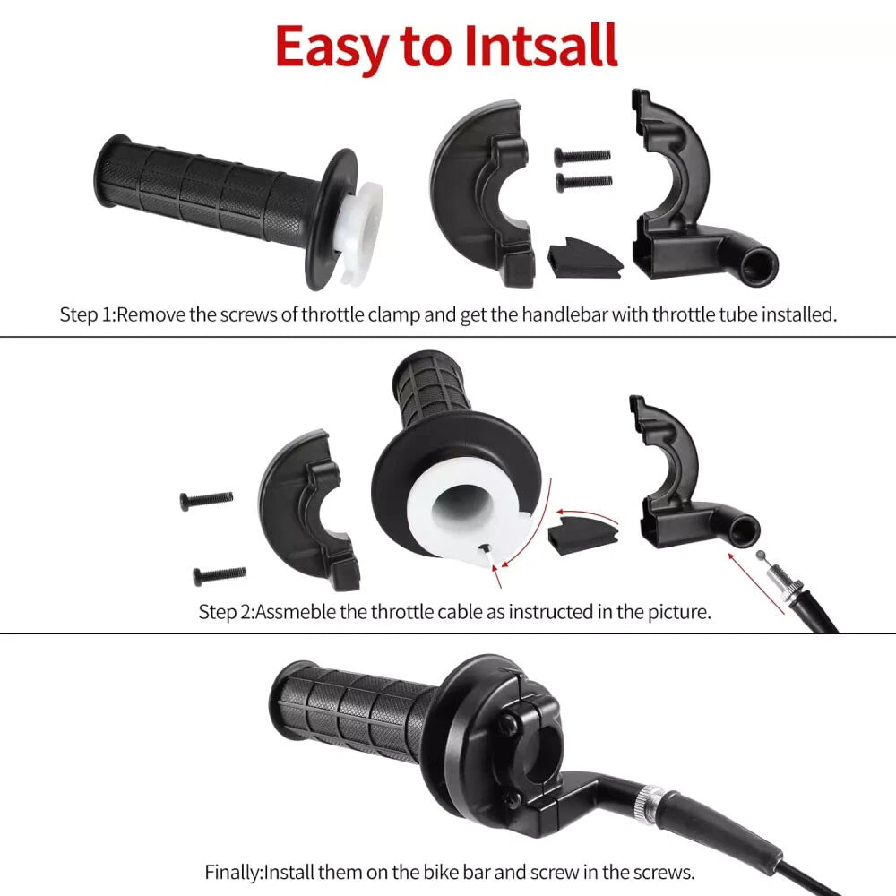 Twist Throttle Accelerator Handle Grip Cable Set for ATV (50cc–250cc)