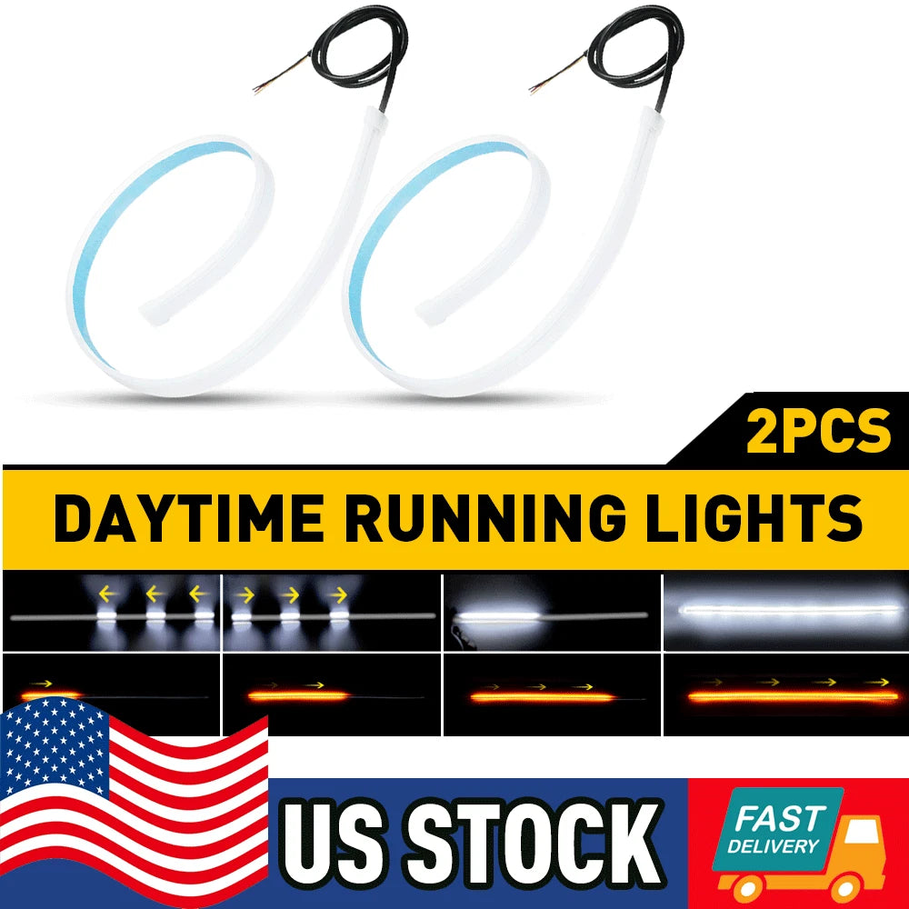 60cm LED Switchback DRL Tube Light Strip for Universal Vehicles (YYYY–YYYY)