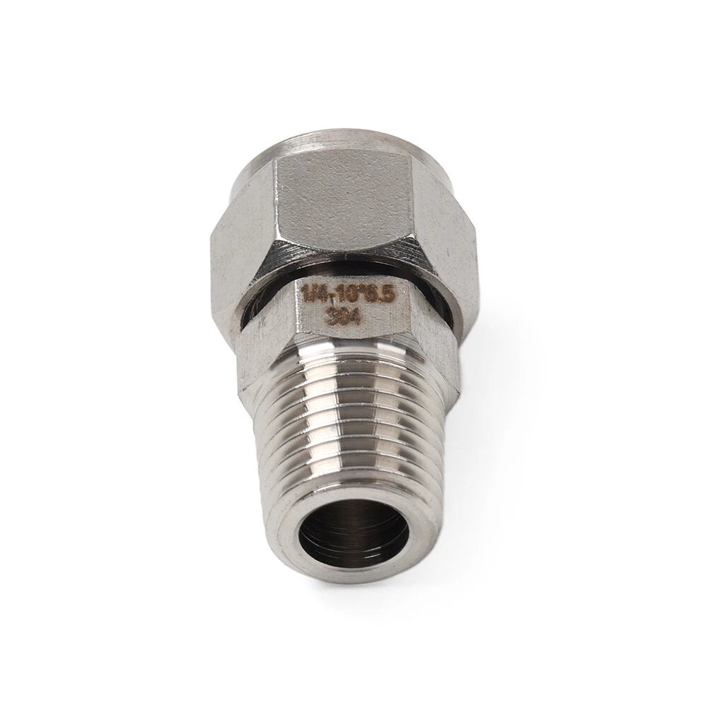Compression Tube Fitting 1/4 PT Male Thread x 10mm OD Tube 304 Stainless Steel