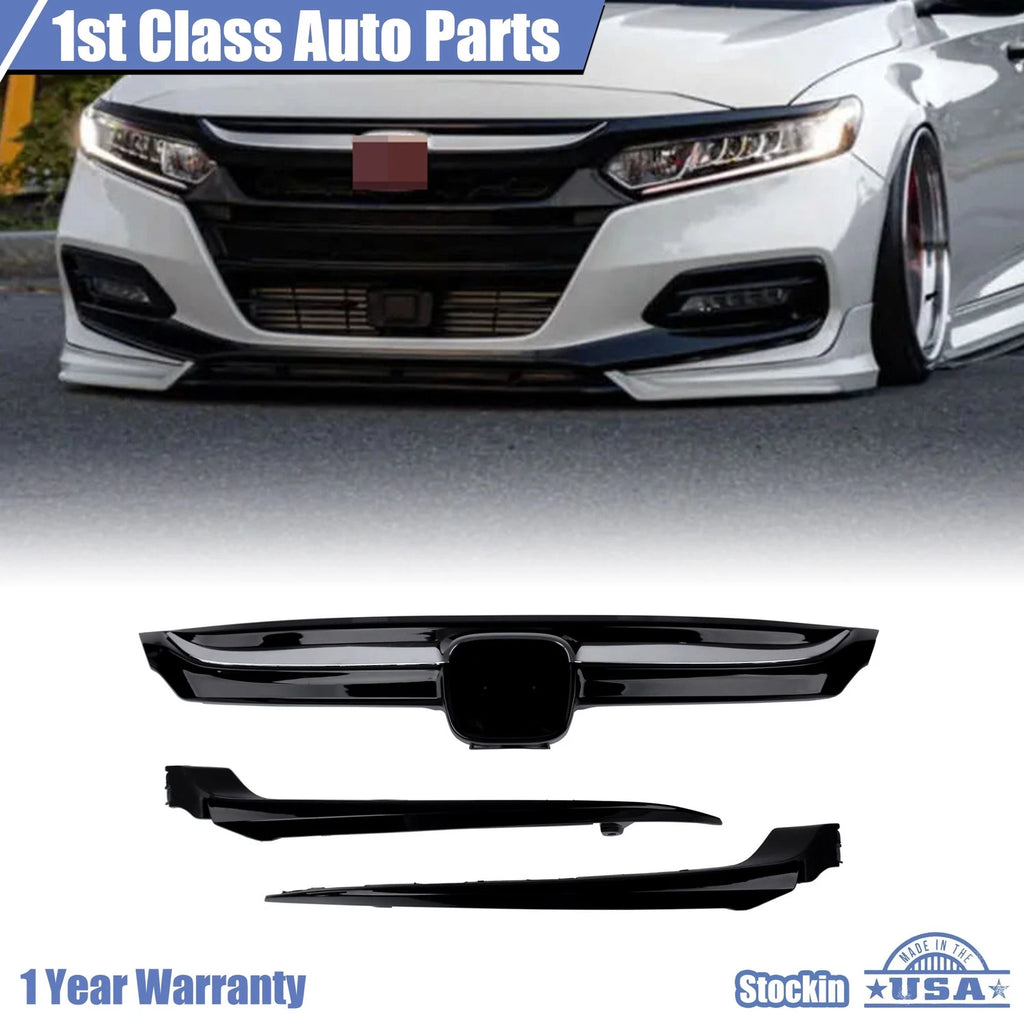 Glossy Black Sport Style Front Grille with Chrome Garnish for Honda Accord (2018–2020)