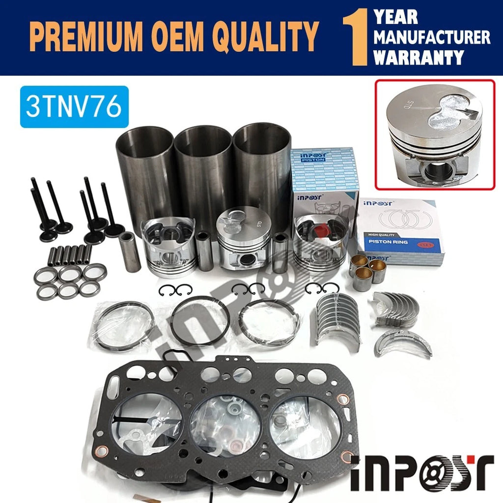 Overhaul Rebuild Kit 3TNV76 for Yanmar Engine John Deere 1435 X495 X950R