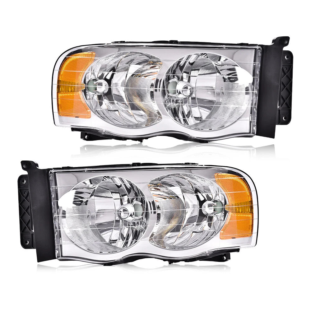 Clear Lens Amber Corner Headlights for Dodge Ram 1500 2500 3500 (2002–2005)