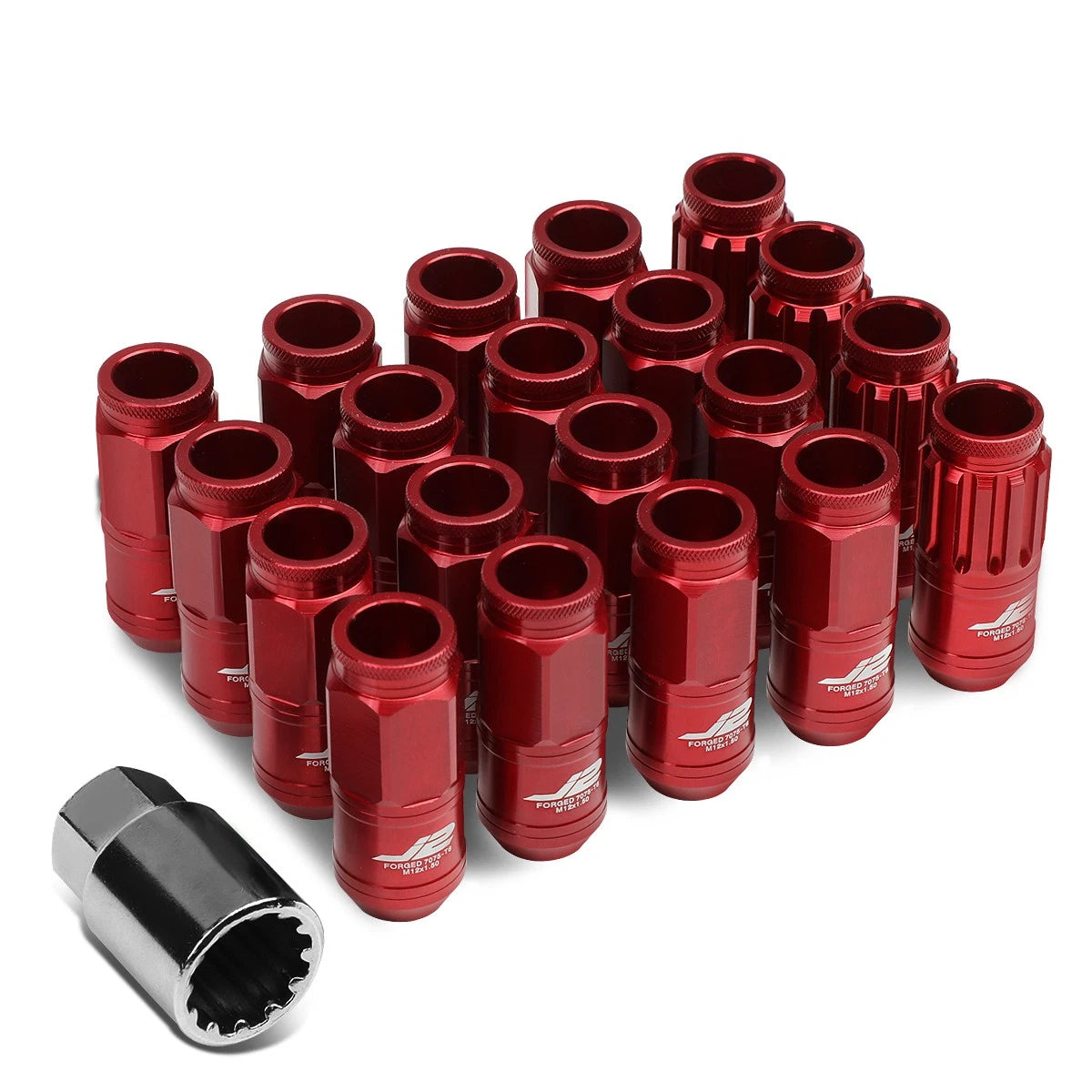 16 Pcs J2 7075 Forged Aluminum M12x1.5 Open-End Lug Nut Set for