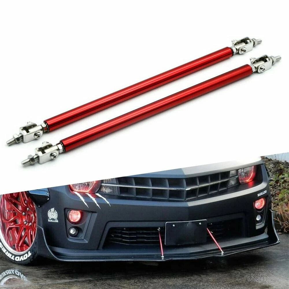 2X Adjustable Red Front Bumper Lip Splitter Strut Rods for Universal Fit