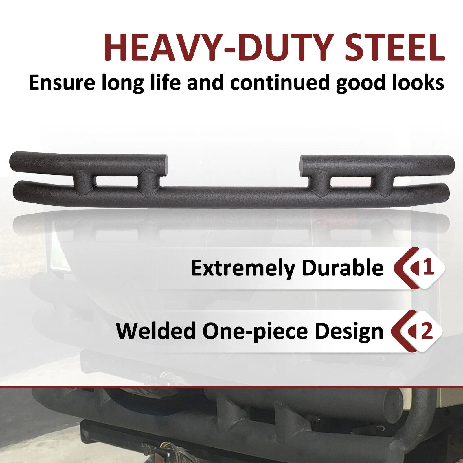 Double Bar Rear Bumper Protector Guard for Jeep Wrangler (1988–2006)