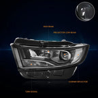Projector Black Housing Headlight Set for Ford Edge (2015–2018)