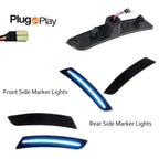 4X Smoked Ice Blue LED Side Marker Lights for Chevy Camaro (2016–2023)