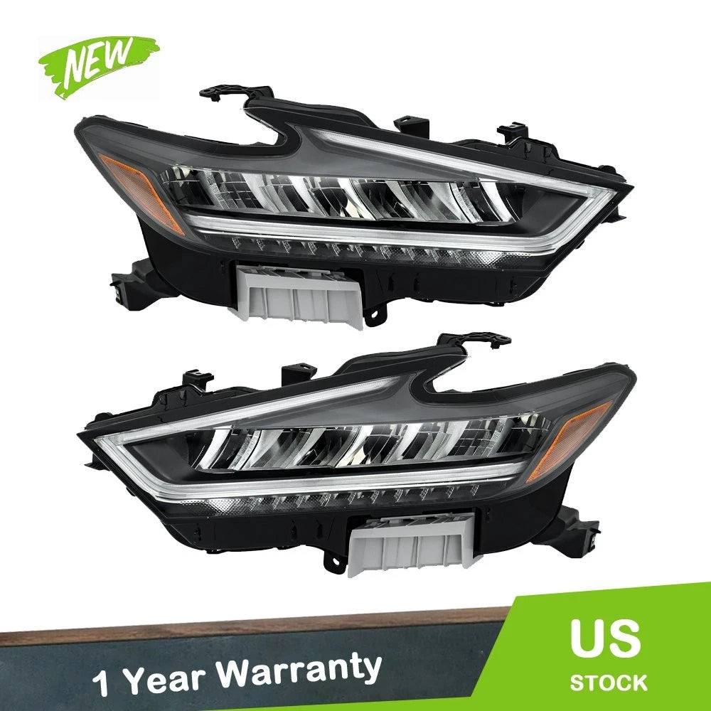 Headlight Assembly Set for Nissan Maxima (2022–2023) Left+Right LED Black Bezel