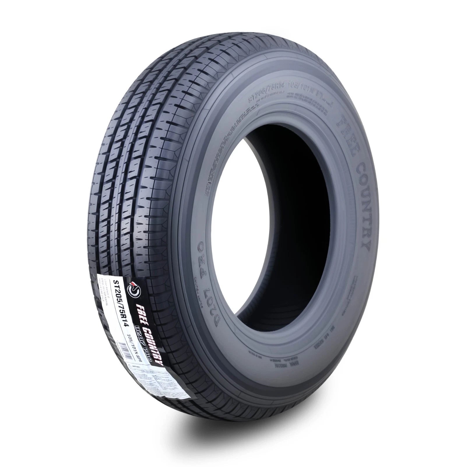 ST205/75R14 Trailer Tire for Free Country (Single, 8PR LR D, Scuff Guard)