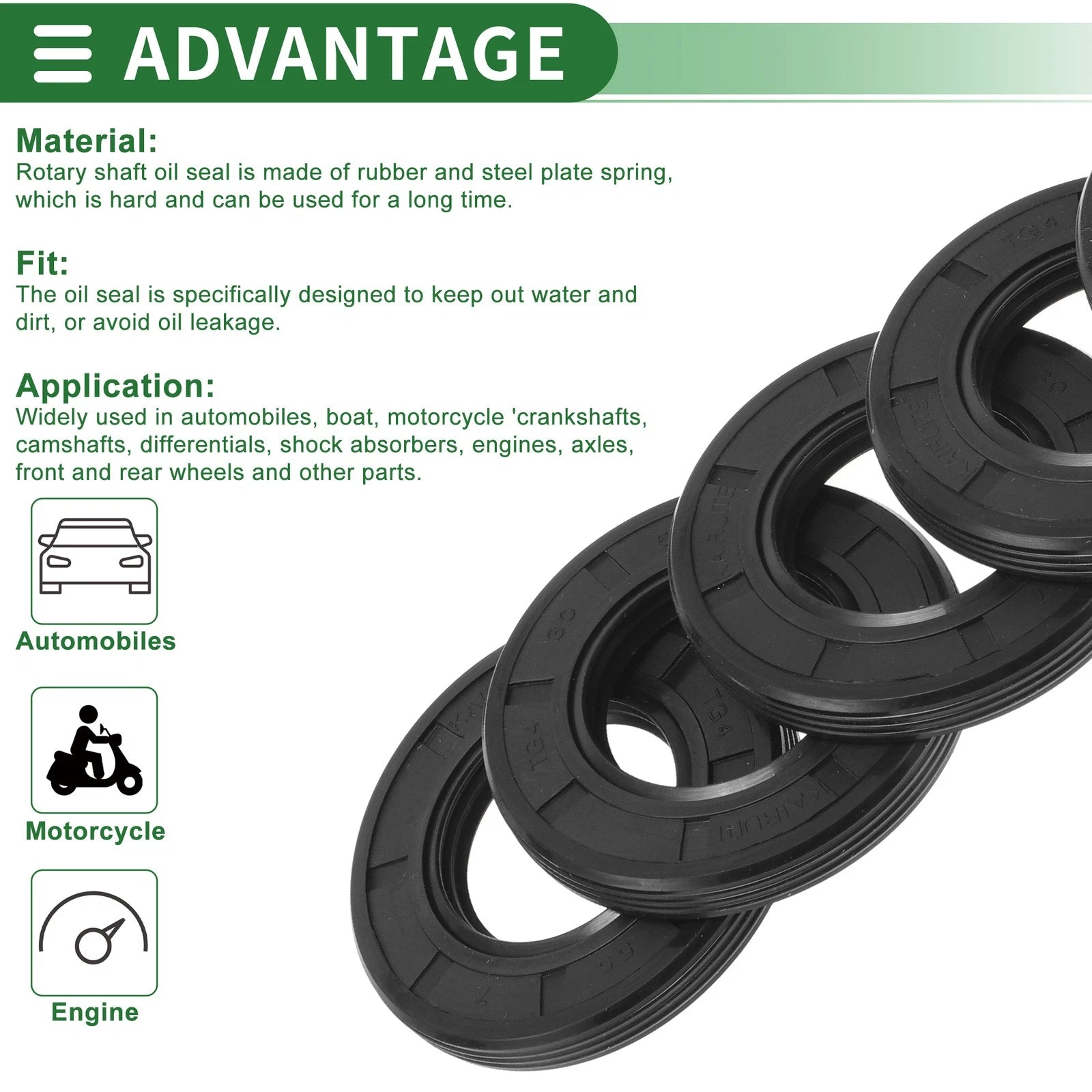 Set of 5 Oil Seal TG4 Lip Seal Ring NBR Rubber 30x55x7mm